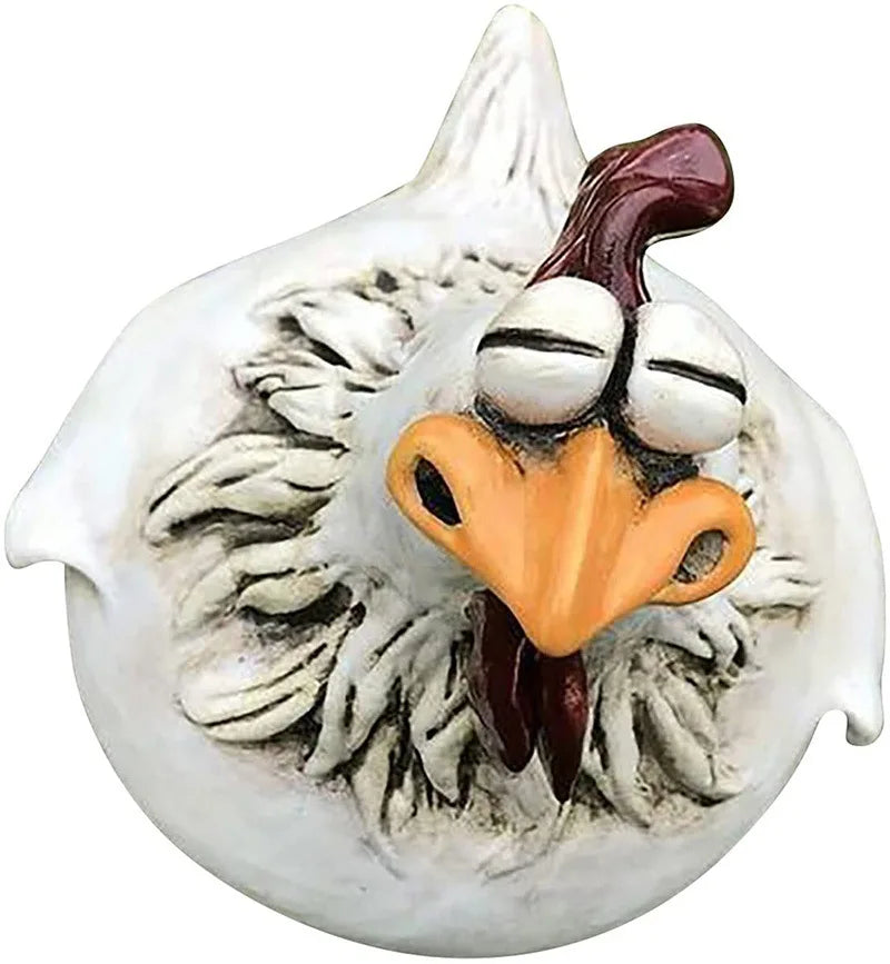 Funny Fence Chicken Spoof Rooster Garden Decoration Ornaments Resin Craft Garden  Garden