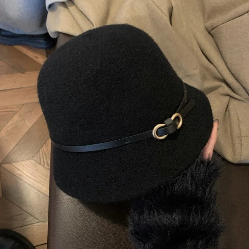 Casual Woolen Wool Fisherman Hat Elegant Pure Color Women's Formal hat Korean Style British Style Basin Hat Autumn