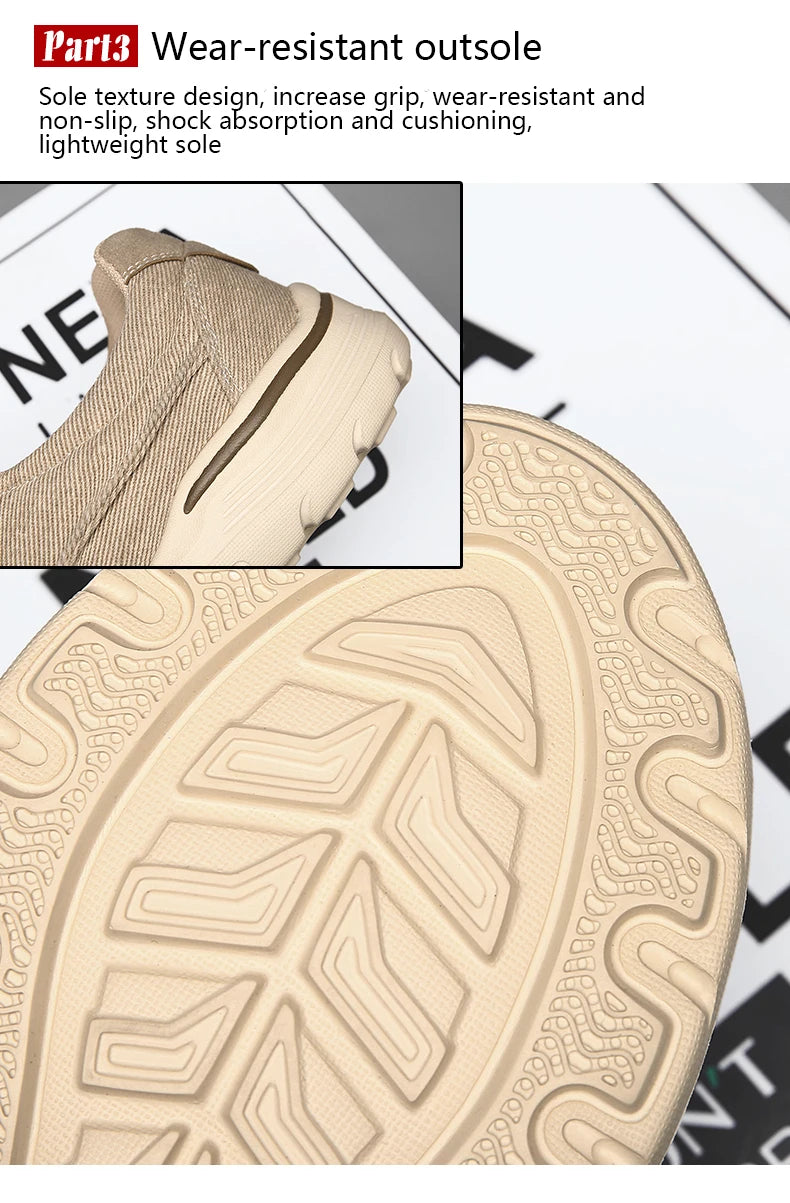 New Men's Casual Sports Shoes Outdoor Comfortable Shoelace-Free Hiking Shoes Denim Fashion And Comfortable Walking Whoes