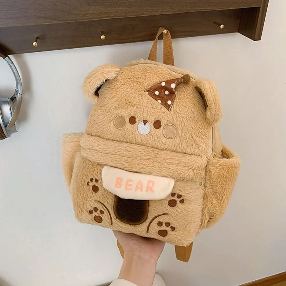 Backpack Adjustable Straps Cartoon Little Bear Backpack Large Capacity Soft Bear Schoolbag Creative Animal Shoulder Bag Gift