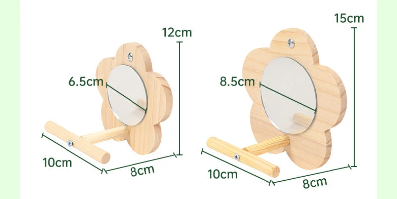 Bird Wooden Mirror Interactive Play Toy With Perch For Small Parrot Budgies Parakeet Cockatiel Conure Lovebird Cage Accessories