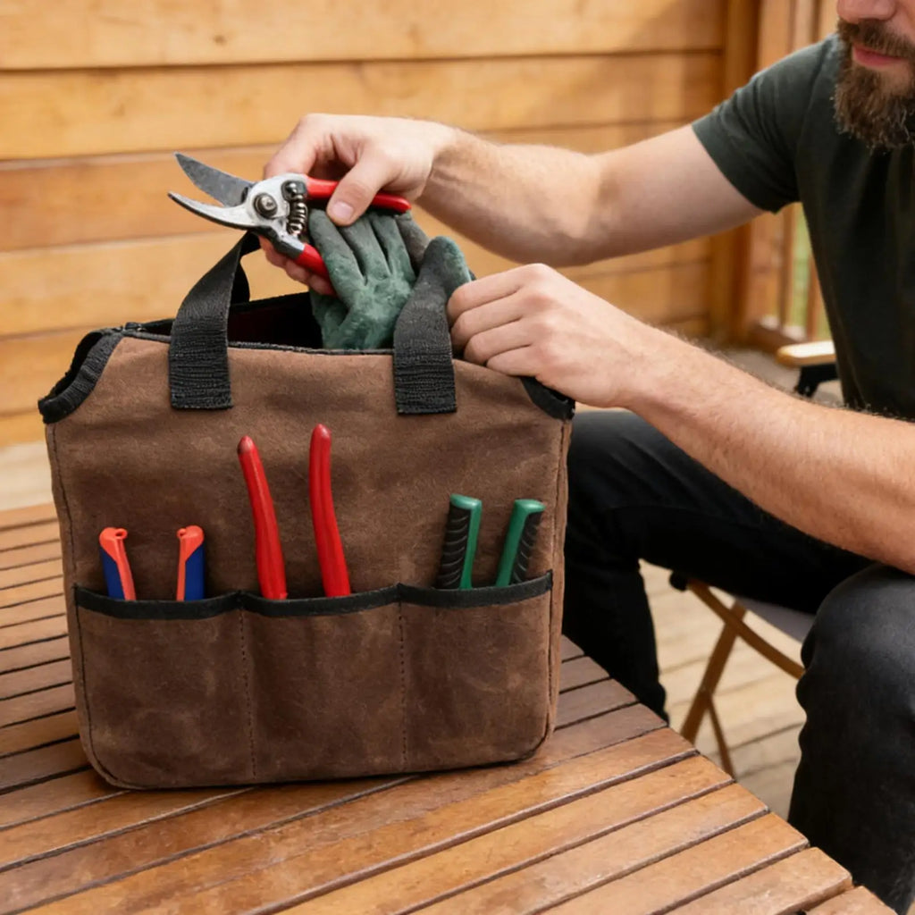 Gardening Canvas Tool Bag Heavy-Duty Reinforced Handle Tote Garden Tool Bag Organizer with Multiple Pocket Storage Gardeners bag