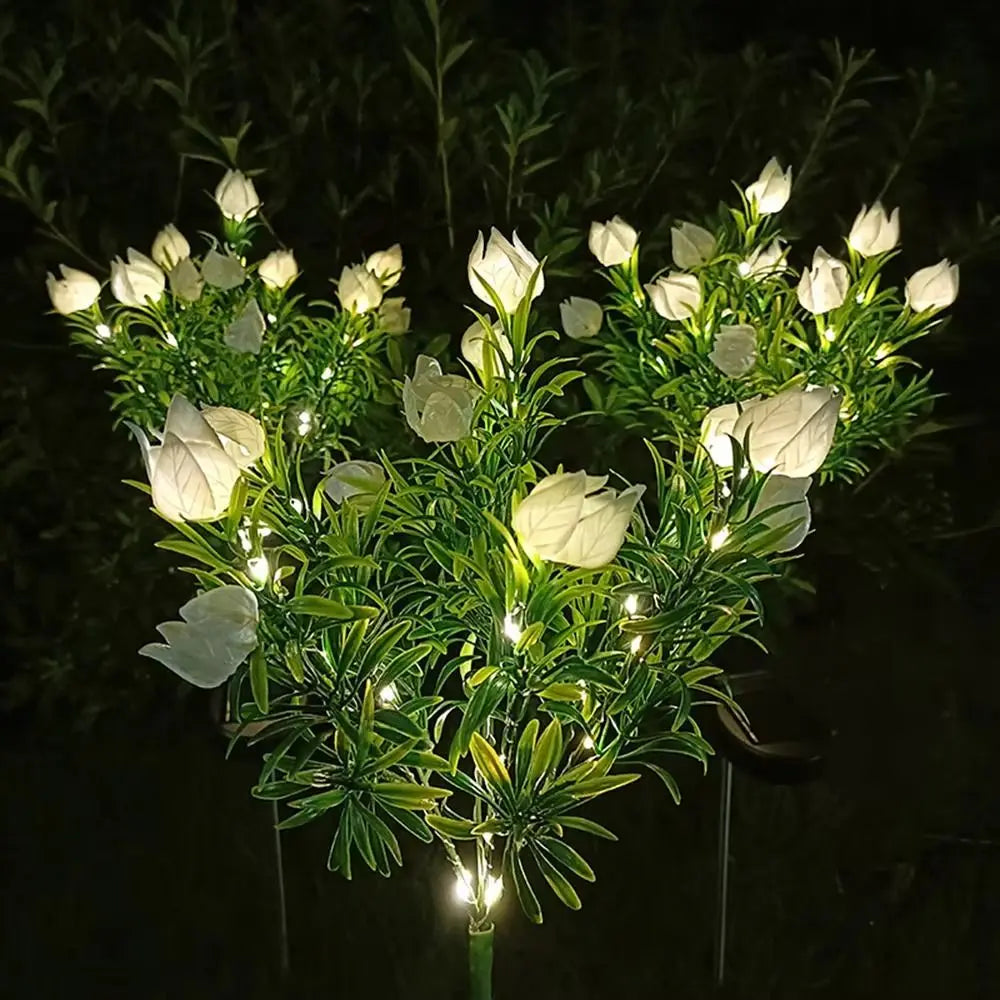 Gardenia Flower Solar Artificial Flower Light Realistic Multi-Color Changing Outdoor Solar Garden Light Solar Powered