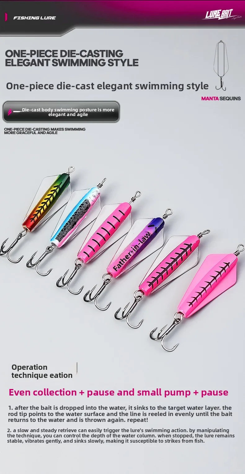 ，Fake Bait Fake Fish Bait Devil Fish Lure Fake BaitvibHard Bait Long Casting Floating Insect King Disc-Shaped Sea Fishing Trout