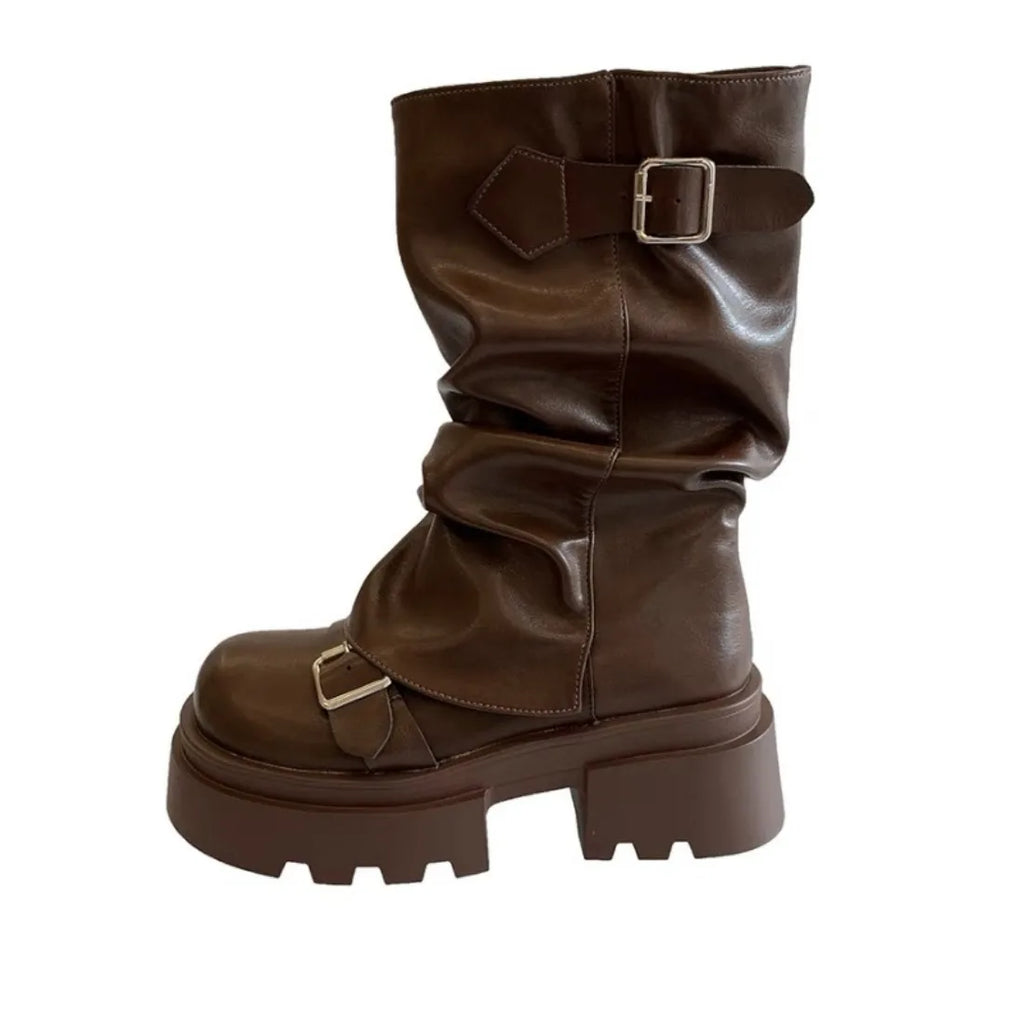 Autumn and Winter Fashion Retro Brown Western Cowboy Boots Women's Boots 2026 New Look Slim Thick and Stacked Short Boots