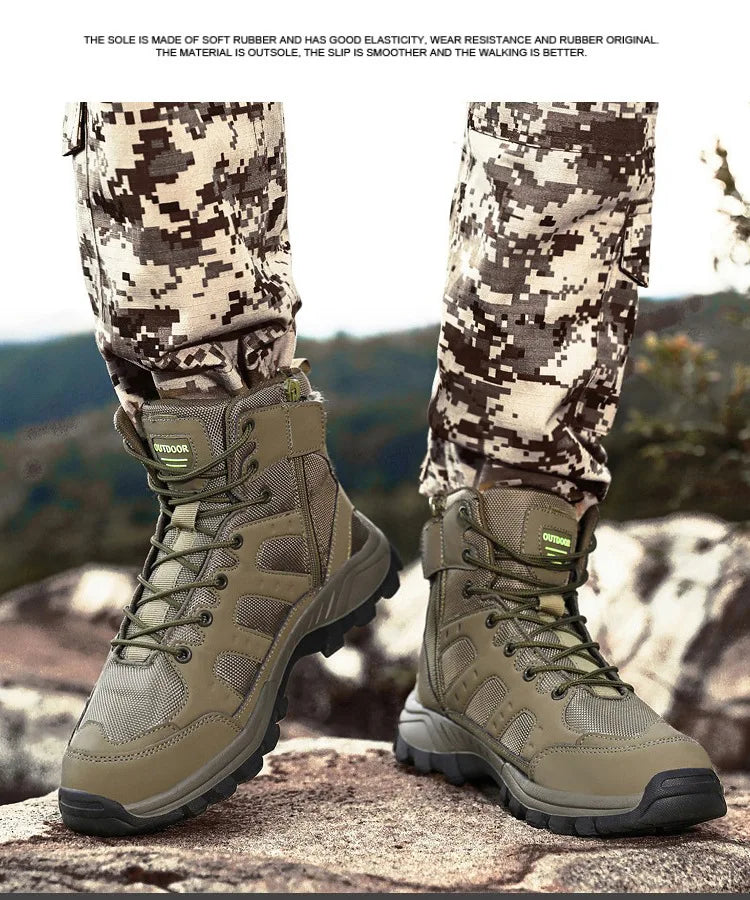 Men Outdoor Boots Winter Ankle Boots Warm Popular Footwear Male Suede Casual Snow Shoes Leather Walking Shoes Hunting Boot