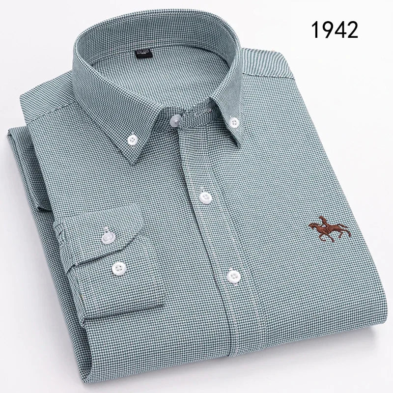 Long Sleeve Shirts for Men Clothing Autumn Winter 100% Cotton Oxford Top Blouse Large Size Business Casual Shirts Korean Fashion