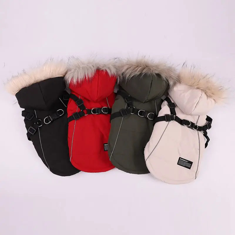 UBBT Winter Pet Dog Harness Jacket Doggie Fleece Coat Warm Dog Clothes Hoodie Hooded Coat Pet Warm Clothing For Small Large Dogs