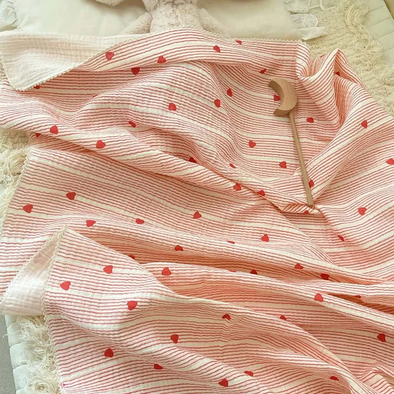 2-3 Layers Baby Blankets Bear Dots Print Cotton Gauze Muslin Swaddle Wrap Newborn Infant Bedding Sleeping Receving Blanket