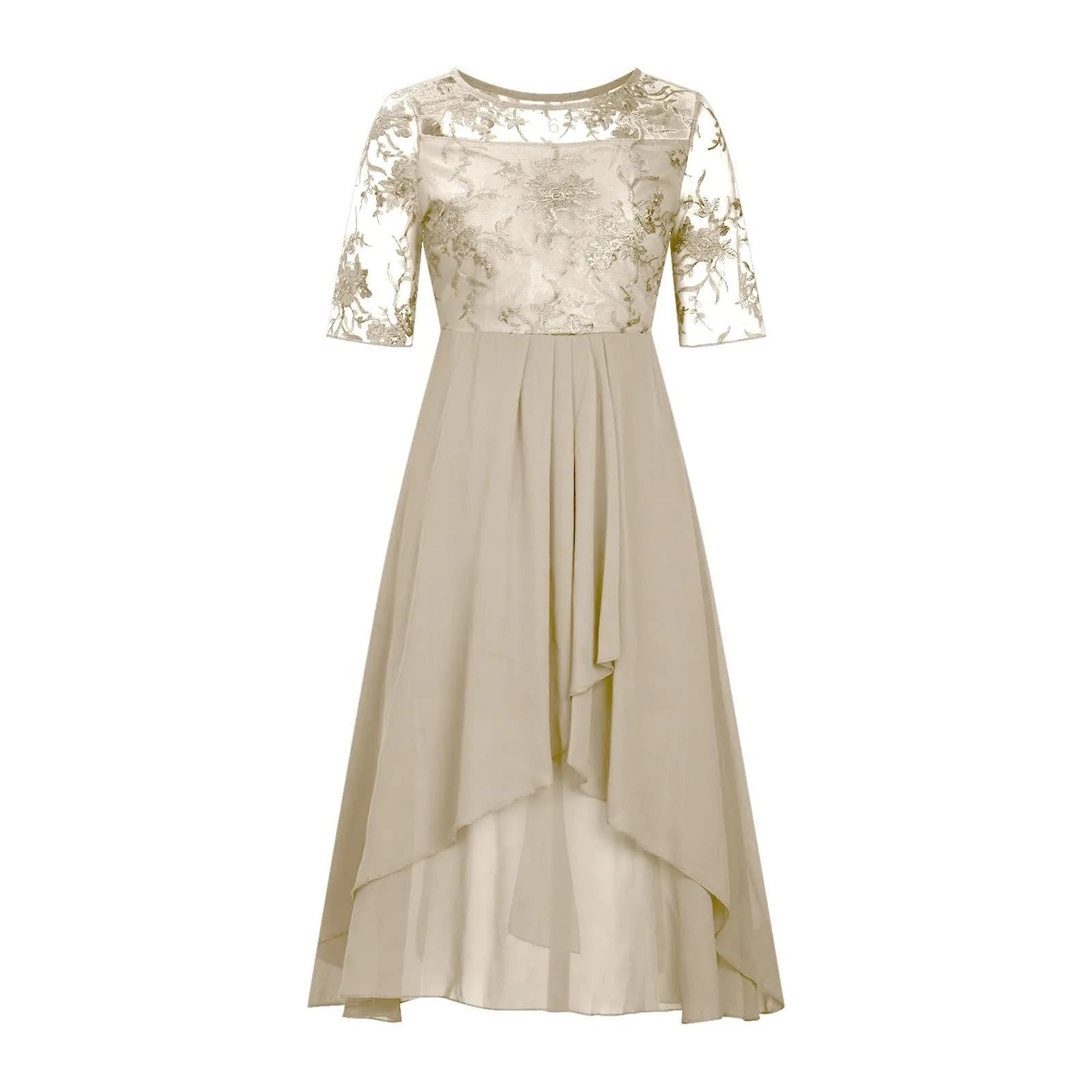 Elegant Formal Party Dress Embroidery Chiffon Round Collar Short Sleeve Luxury Dress Bridesmaid Evening Dresses Vestidos платье