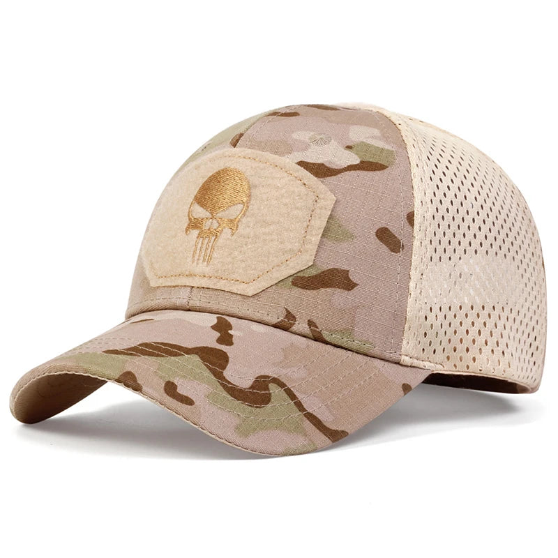 Unisex Skull Embroidered Top with Patch Breathable Baseball Caps Spring and Autumn Outdoor Adjustable Casual Hat Sunscreen Hat
