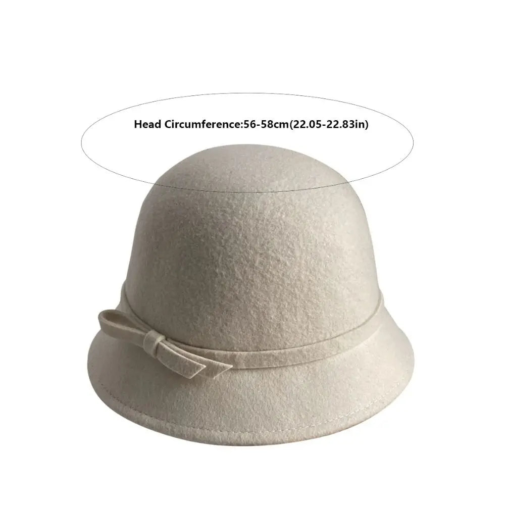 Casual Hepburnesque Felt Formal Hat Panama Cap British Style Bowknot Bucket Hat Wealthy Heiress Style Outdoor