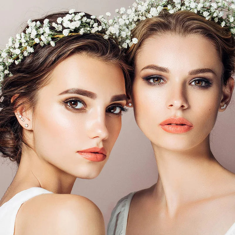 Six pairs of earrings, heart-shaped flowers, butterflies and rainbows, paired with shiny zircon stainless steel, are perfect for