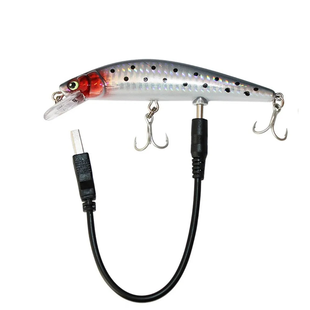 Simulated Fishing Lures Bait Electric Life-like Vibrate Fishing Lures USB Rechargeable Flashing LED Light Throw Luminous Bait