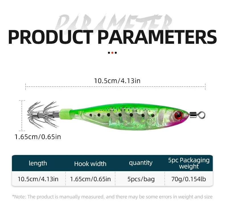 Glow-in-the-dark wood shrimp squid hook plastic hard bait blowpipe octopus hook lure fake bait squid bait