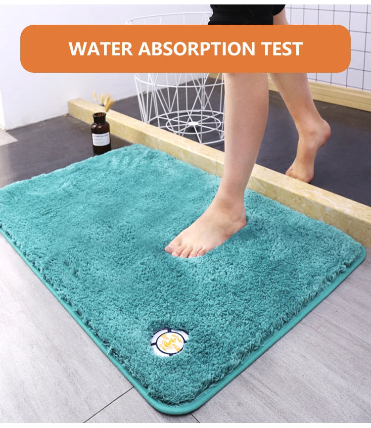 Bathroom Rug Super Absorbent Soft Microfiber Shaggy Bath Mat Non-Slip Machine Washable Bath Rug