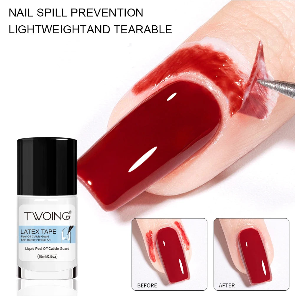 15mlNail Peel Off Liquid Anti-Overflow Glue Edge Latex Tape, Nail milk pad Peel OffCuticle Guard Nails Finger Lacquer Protectors