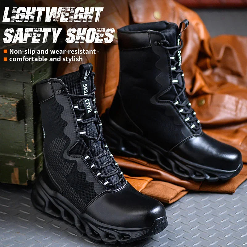 New Fashion 2024 Men Boots Safety Shoes Security Steel Toe Cap Military Boots Working Steel Toe Anti-Smashing Men's Work Boots