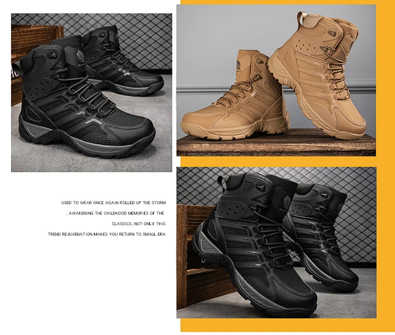 Fashion Men's Boots Comfortable High-top Boots Outdoor Non-slip Hiking Boots Lightweight Men Desert Boots Motorcycle Boots