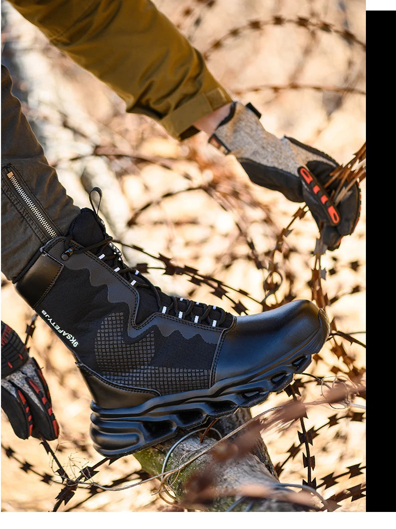 New Fashion 2024 Men Boots Safety Shoes Security Steel Toe Cap Military Boots Working Steel Toe Anti-Smashing Men's Work Boots