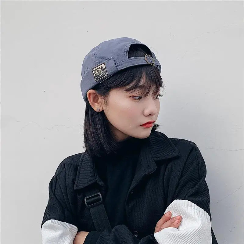Retro Korean Landlord Hats for Man Women Spring Fashion Streetwear Dome Casual Melon Hats Brimless Hip Hop Hats Docker Hats