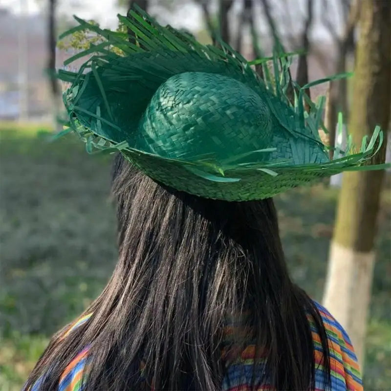 Trendy Mexicanos Straw Hat with Ripped Brim, for Festivals Fiesta Summer Mexicanos Theme Party Colorful Straw Hat