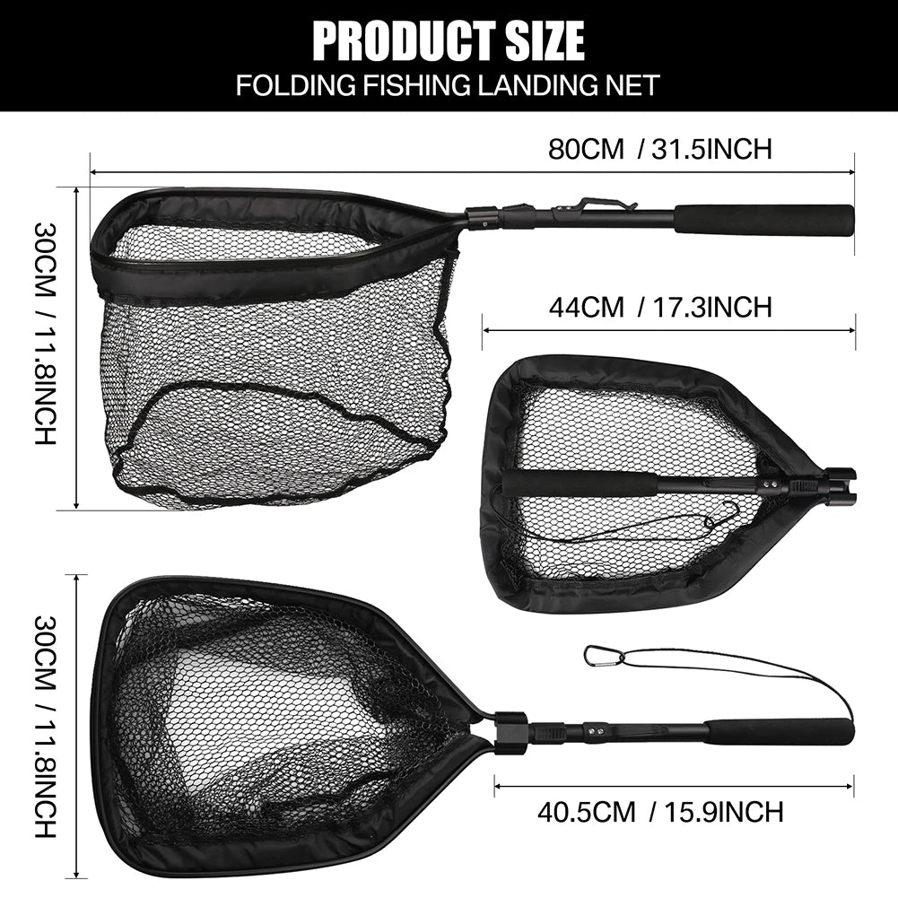 Fishing Net Fish Floating Landing Nets with Foldable Telescopic Pole Handle&Nylon Mesh for Saltwater Freshwater Catch&Release