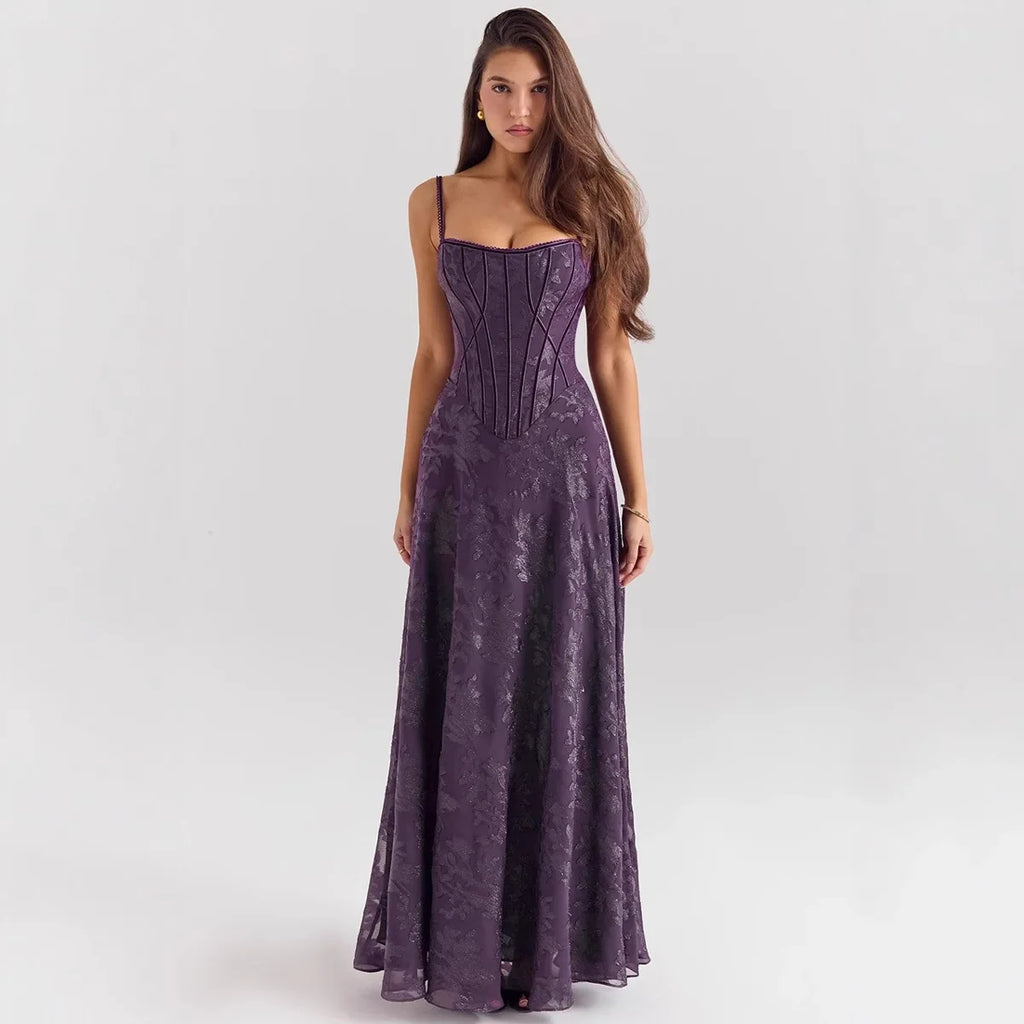 Dresses For Woman Sexy Club Evening Party Dresses Female Floral Lace Long Ball Gown Elegant Style Suspender Backless Vestidos