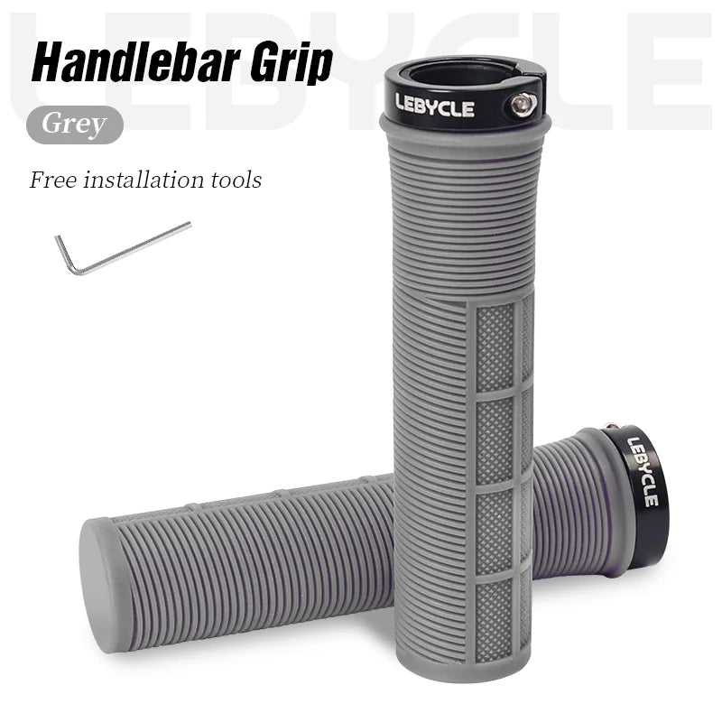 LEBYCLE TPR Bicycle Grips Integrated Bike Handlebar Grips Aluminum Alloy Lock On Bike Handles Non-slip Cuffs Mountain Bike Part