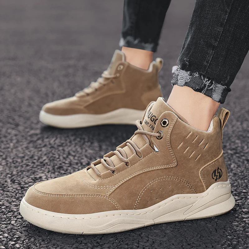 High Top Boots Men's Shoes Fashion Motorcycle Ankle Boots Shoes for Men Winter Boots Men's Sneakers Lace-Up Botas Hombre