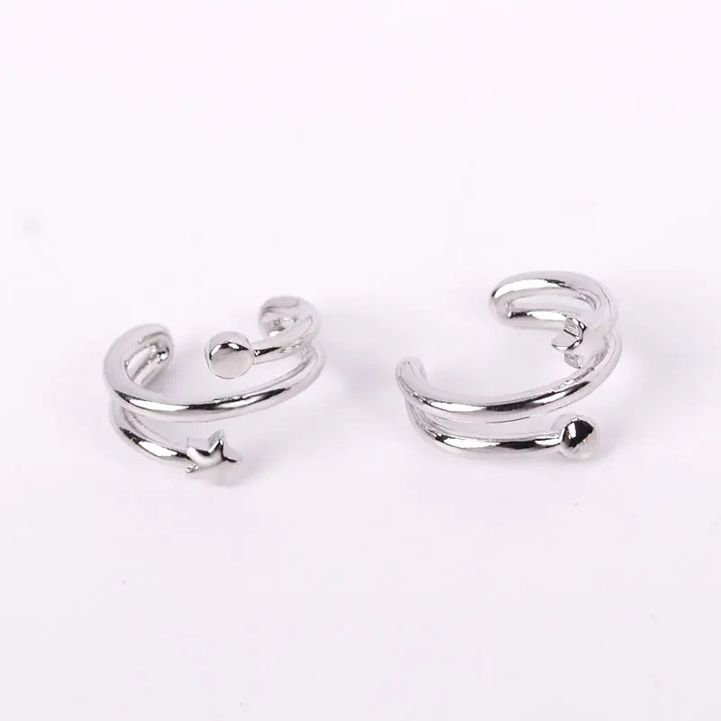 Stackable Earrings Without Ear Hole Star Wrap Clip On Earrings Earcuff for Women Ear Screen Climb Cuffs Fake Piercing One pair
