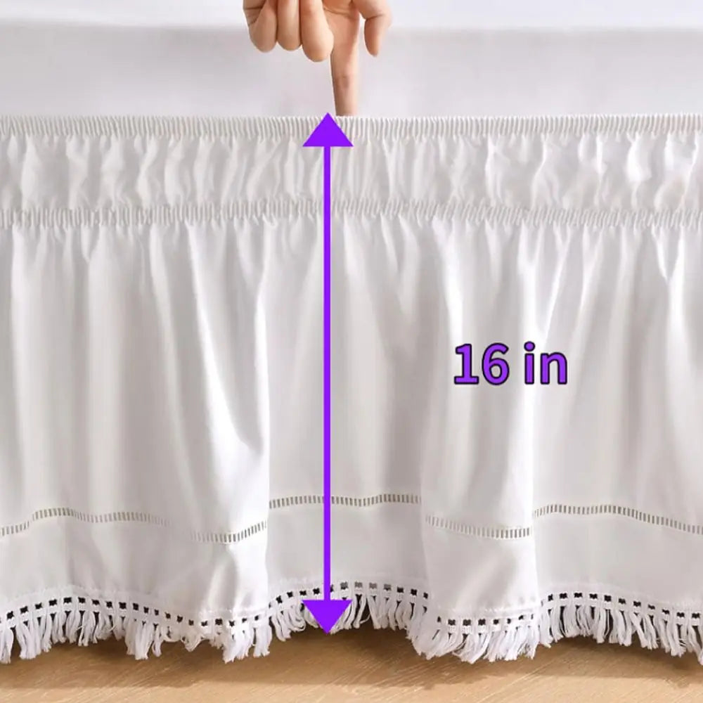 Bed Decoration Elastic White Fringed Bed Skirt Stretchable Dust-proof Under-bed Covering Skirt Ruffled Romantic Bedspread Inn