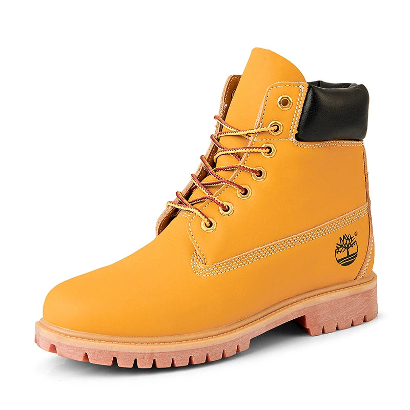 Boots Men High Top Boots Men's Leather Shoes Winter Fashion Shoes Outdoor Sneakers Lace Up Non-Slip Ankle Boots Male