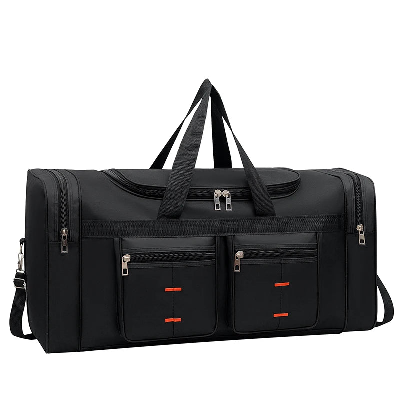 Large capacity luggage bag - multi pocket travel handbag, sports equipment bag, zipper closure