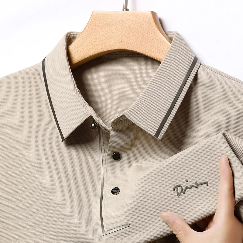 Men's Long Sleeve T-Shirt, Loose Fit Casual Printed Polo Shirts, Shrink Resistant Cotton Crewneck T-Shirt for Men