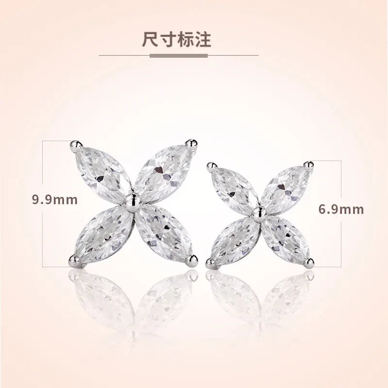 925 Sterling Silver Plated 18K Gold Earrings  100% Real Moissant 1 Carat D Color Necklace Engagement Wedding Party Fine Jewelry