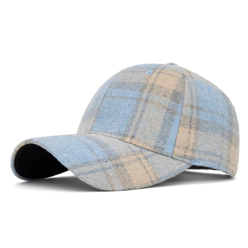 Hats for Men and Women New Classic Plaid Baseball Cap for Autumn and Winter Hard-Brimmed Face-Slimming Duckbill Cap Sun Hat