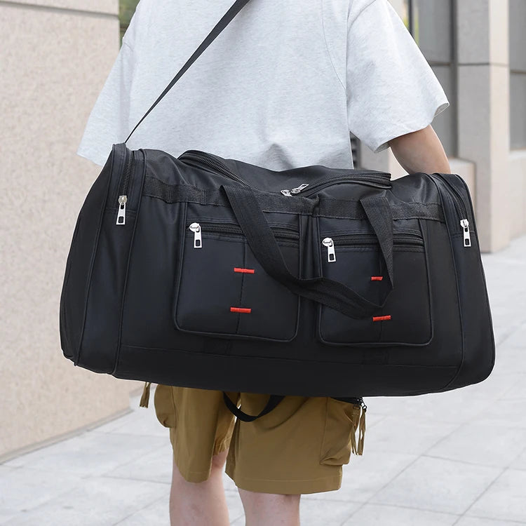 Large capacity luggage bag - multi pocket travel handbag, sports equipment bag, zipper closure