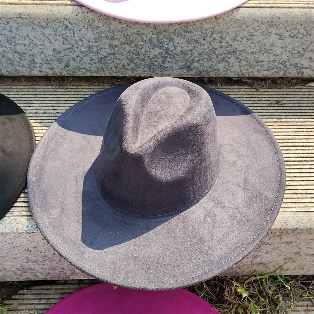 Retro Men's Suede Hats Wide Brim Feather Felt Fedoras Women's Hats Church Jazz Hats Panama Cowboy Hats Wholesale sombrero hombre