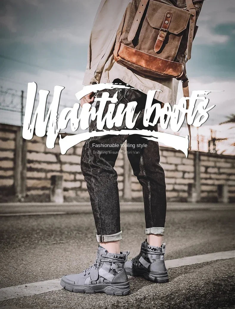 Boots For Men Autumn High Top Camouflage Desert Casual Flats Mens Boot Breathable Non Slip Work Shoes Zapatillas Hombre