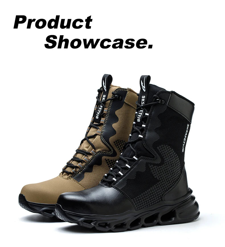 New Fashion 2024 Men Boots Safety Shoes Security Steel Toe Cap Military Boots Working Steel Toe Anti-Smashing Men's Work Boots