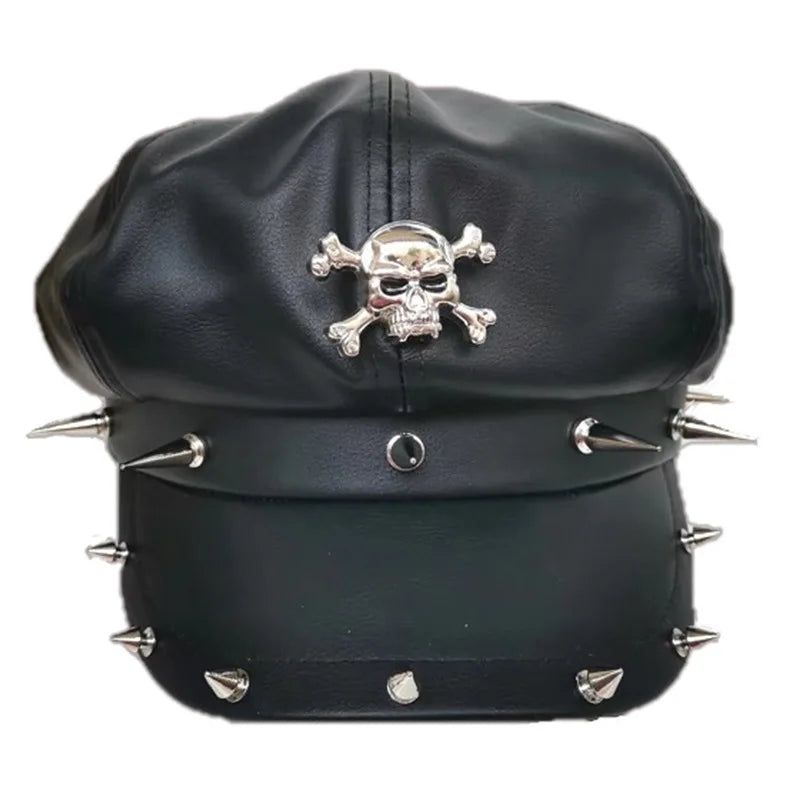 Trendy non mainstream men's and women's hats with rivets, adult hip-hop street dance skull hats, punk style sun protection