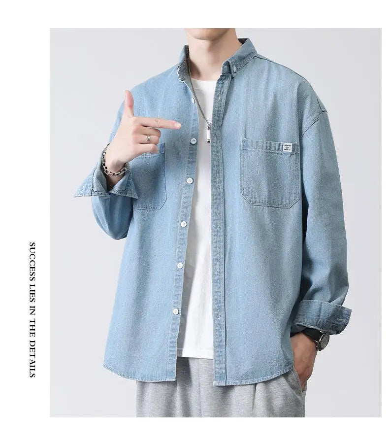 Menswear Shirt Long Sleeve Denim Shirt Casual Loose Fit New Autumn Winter Trendy Unisex Comfort Fashion