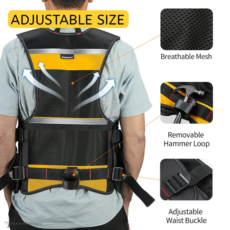 Electrician Tool Vest Storage Bag Holder Handyman Adjustable Strap Workshops Craftsmen Convenient Tool Gardening Multi Pocket