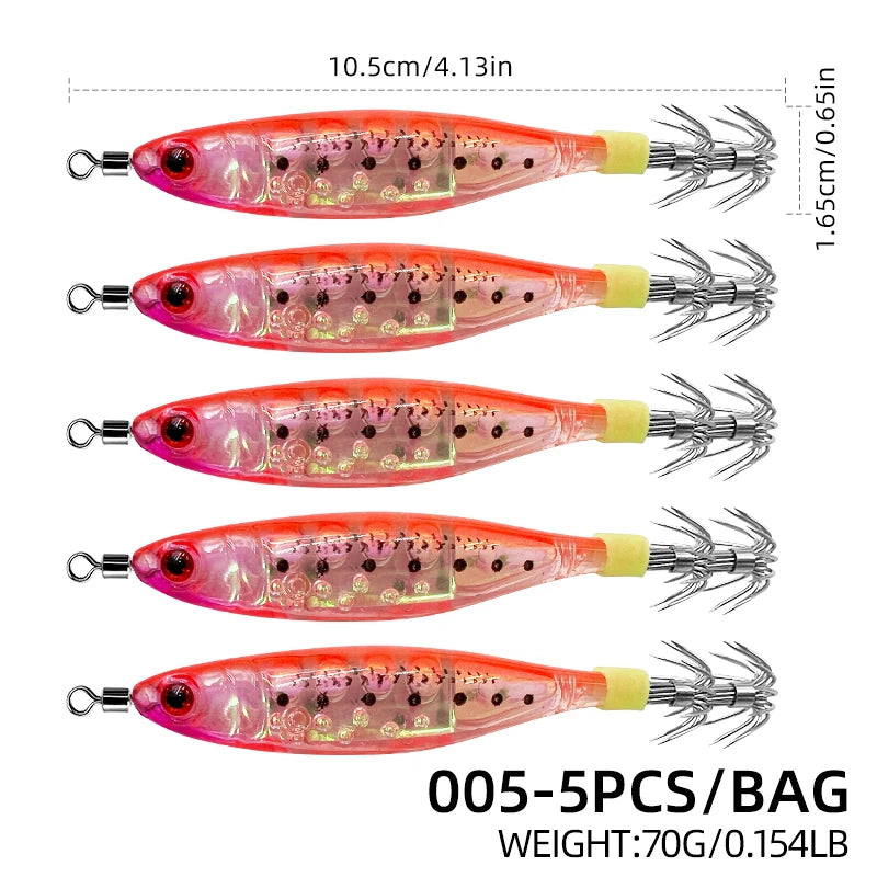 Glow-in-the-dark wood shrimp squid hook plastic hard bait blowpipe octopus hook lure fake bait squid bait