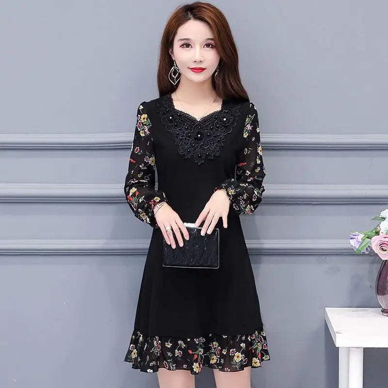 Floral Dresses For Women Flower Elegant And Beautiful On Sale Clearance Party Spring Autumn 2025 Loose Woman Long Sleeve Dress