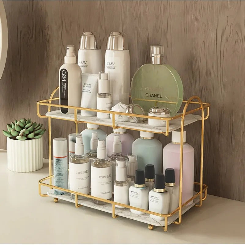 Bathroom Organizer Shelf  Metal Large Capacity Skincare Shampoo Perfume Storage Rack Home Kitchen Desktop Organizer Holder