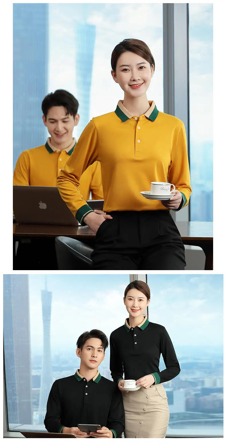 Long Sleeve Polo Shirts Custom Logo Mens T Shirt Restaurant Uniforms Women's Workwear Designer Company Team Clothes