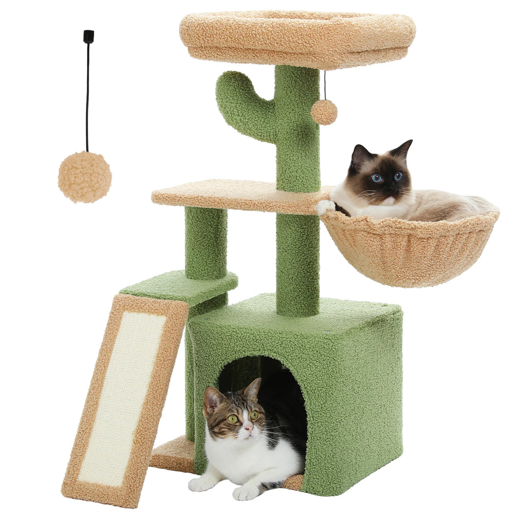 Flower Cat Tree for Indoor Small Cat Tower with Sisal Scratching Ramp Cozy Hammock and Removable Top Perch Cat Condo Kittens Toy