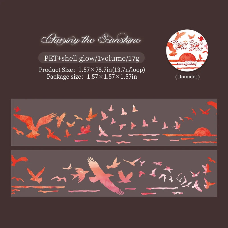 40mm*2m bird in flight PET Tapes DIY Scrapbooking Decor Photo Album Collage Junk Journal Materials Aesthetics Stickers ﻿
